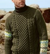 Жаккардовый пуловер с «косами» (м) 02*177 Bergere de France №4727