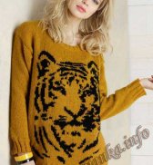 Пуловер с тигром (ж) 02*97 Phildar №3681