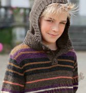 Полосатый пуловер со съемным капюшоном (д) 26*158 BDF