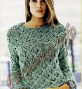 Пуловер ажурный (ж) 348 Creations 2002/2003 Bergere de France №3808