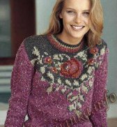 Пуловер с цветочным рисунком (ж) 648 Bergere de France №3778