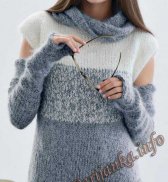 Пуловер со съемным воротником и митенки (ж) 719 Creations 2013/2014 Bergere de France №3760